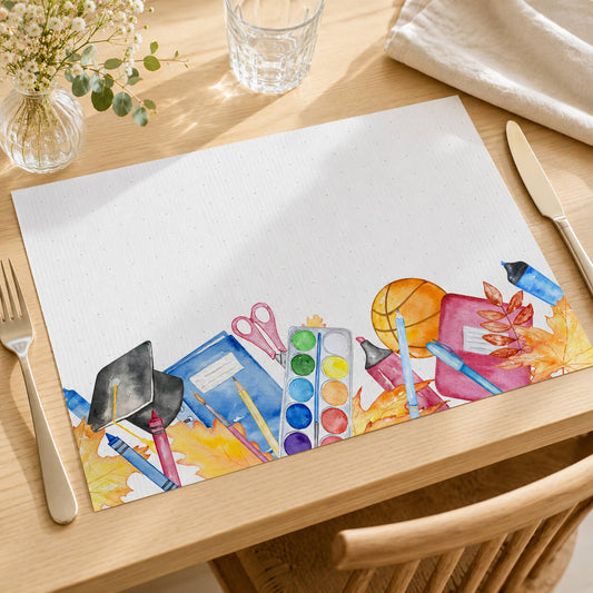 Platzset zum Schulanfang aus Papier mit Aquarellmotiv